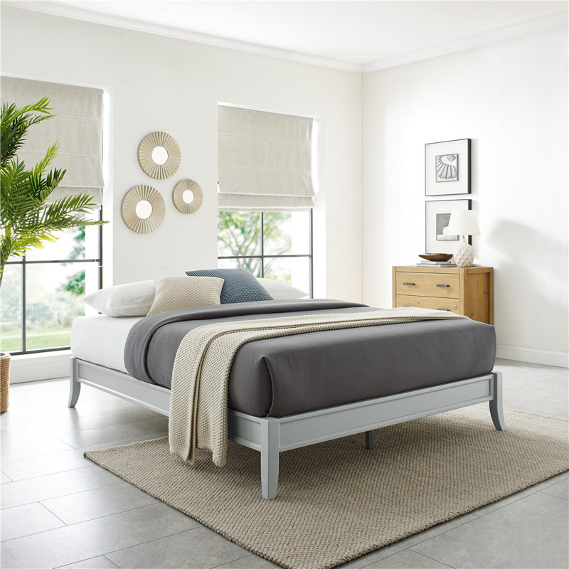 kerman platform low profile solid bed wood twin gray
